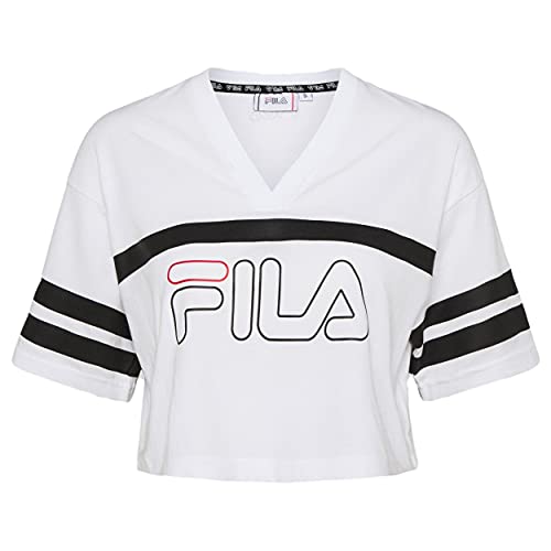 Fila Women Jaina Cropped Sporty tee Camiseta, Blanco Brillante, S para Mujer