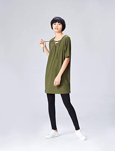 find. Blusa con Mangas con Lazada para Mujer , Verde (Khaki), 42 (Talla del Fabricante: Large)