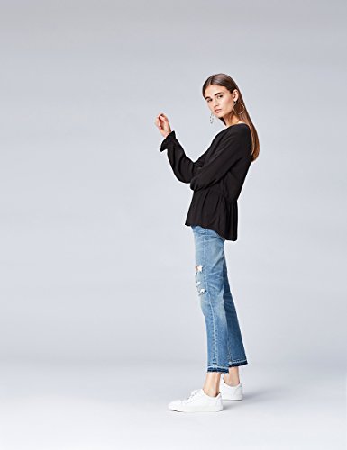 find. Blusa Detalle de Encaje para Mujer , Negro (Black), 38 (Talla del Fabricante: Small)