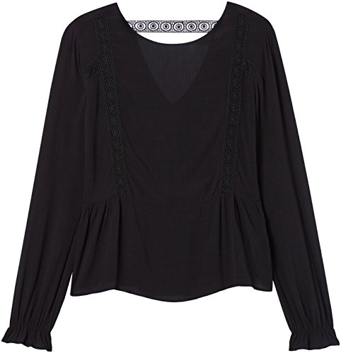 find. Blusa Detalle de Encaje para Mujer , Negro (Black), 38 (Talla del Fabricante: Small)