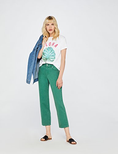 find. Camiseta con Mensaje con Cuello Redondo Mujer, Blanco (White), 36, Label: XS