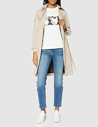 find. Camiseta con Mensaje con Cuello Redondo Mujer, Blanco (White), 38, Label: S