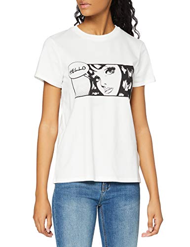 find. Camiseta con Mensaje con Cuello Redondo Mujer, Blanco (White), 38, Label: S