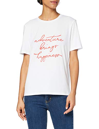 find. Camiseta con Mensaje con Cuello Redondo Mujer, Blanco (White), 40, Label: M
