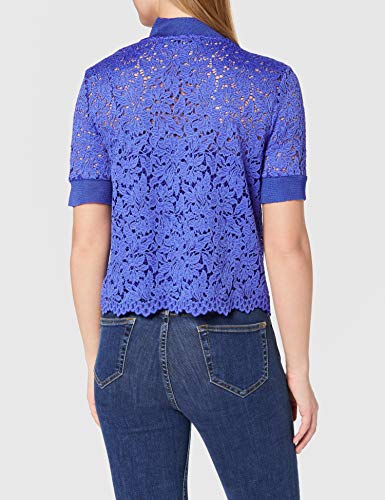 find. Lace Turtle Neck Blusa para Mujer, Azul (Dazzling Blue), 40 (Talla del Fabricante: Medium)