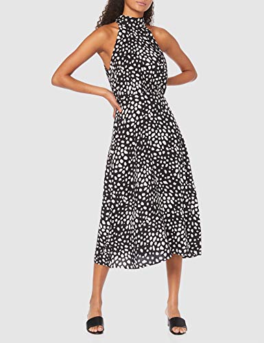 find. Vestido Midi Cuello Halter Mujer, Negro (Black Spot), 42, Label: L