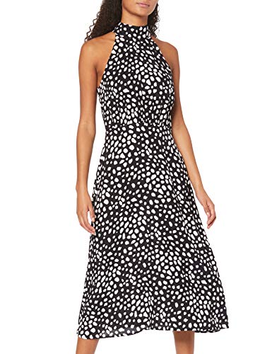 find. Vestido Midi Cuello Halter Mujer, Negro (Black Spot), 42, Label: L