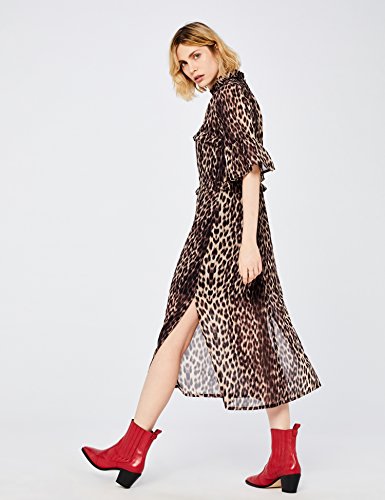 find. Vestido Midi de Flores Mujer, Marrón (Brown), 38, Label: S