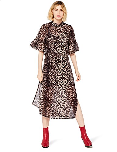 find. Vestido Midi de Flores Mujer, Marrón (Brown), 38, Label: S