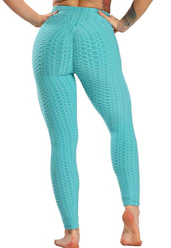 FITTOO Leggings Push Up Mujer Mallas Pantalones Deportivos Alta Cintura Elásticos Yoga Fitness  Azul  M