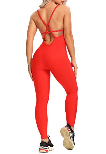 FITTOO Mono Mallas Pantalones Deportivos Leggings Mujer Yoga Alta Cintura Yoga Running Fitness Gran Elásticos Rojo con Almohadilla M
