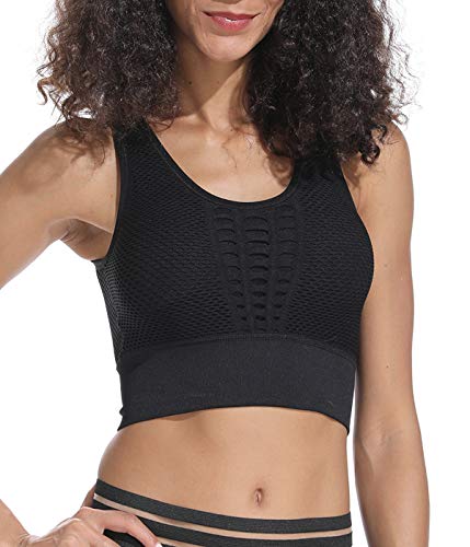 FITTOO Sujetador Deportivo Tops de Yoga Correr Gimnasio para Mujer 1690 Negro M