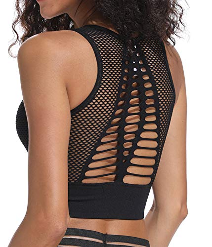 FITTOO Sujetador Deportivo Tops de Yoga Correr Gimnasio para Mujer 1690 Negro M