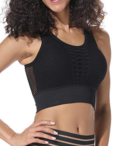 FITTOO Sujetador Deportivo Tops de Yoga Correr Gimnasio para Mujer 1690 Negro M