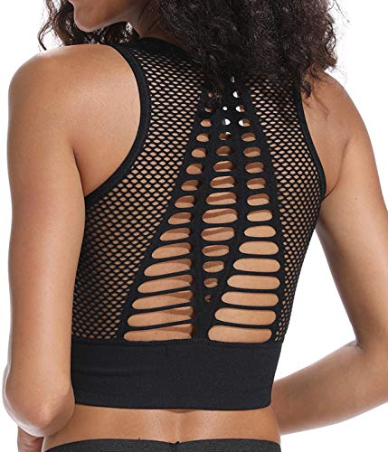 FITTOO Sujetador Deportivo Tops de Yoga Correr Gimnasio para Mujer 1690 Negro M