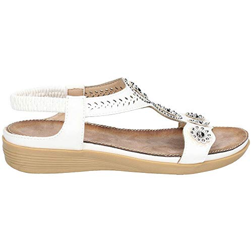Fleet & Foster - Sandalias Caper con Tira elástica para Mujer señora (38 EU) (Blanco)