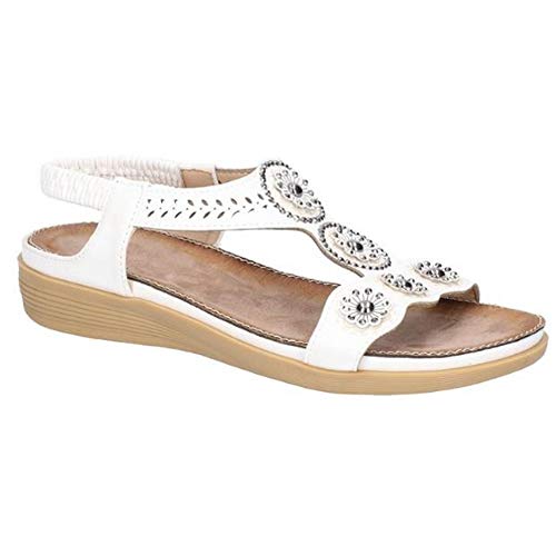 Fleet & Foster - Sandalias Caper con Tira elástica para Mujer señora (38 EU) (Blanco)