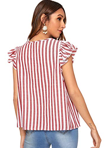Floerns Camisas campesinas mexicanas bordadas bohemias para mujer - rojo - X-Small