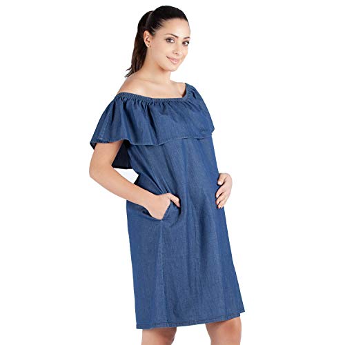 Flora - Vestido de Mezclilla de Maternidad de Verano Ligero, Sencillo y Cómodo para tu Verano - Made in Italy (Mezclilla, m)