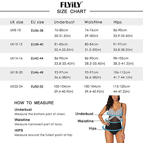FLYILY Rayas Traje de Baño de Una Pieza Talla Grande,Malla de,Control de Abdomen Modo Playa