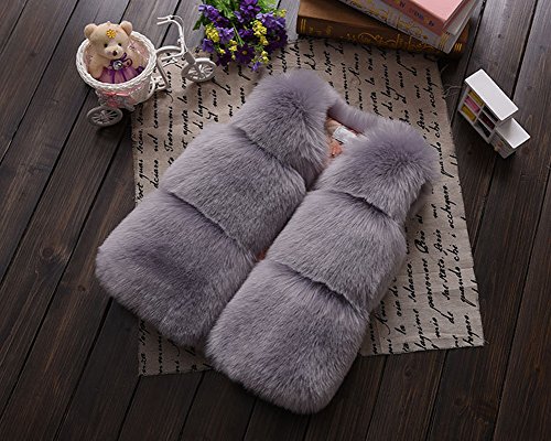 FOLOBE Niños Otoño Invierno Chaleco de Piel Sintética Abrigos Abrigo Cálido Chaleco Sin Mangas Calentador Ocasional Chaleco Niñas Tops Chaqueta Escudo/Chaleco Corto Gilet
