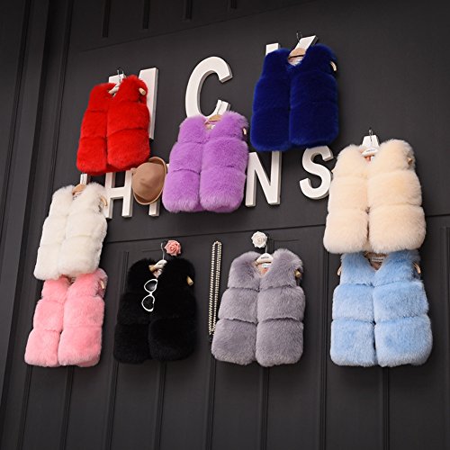 FOLOBE Niños Otoño Invierno Chaleco de Piel Sintética Abrigos Abrigo Cálido Chaleco Sin Mangas Calentador Ocasional Chaleco Niñas Tops Chaqueta Escudo/Chaleco Corto Gilet