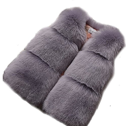 FOLOBE Niños Otoño Invierno Chaleco de Piel Sintética Abrigos Abrigo Cálido Chaleco Sin Mangas Calentador Ocasional Chaleco Niñas Tops Chaqueta Escudo/Chaleco Corto Gilet