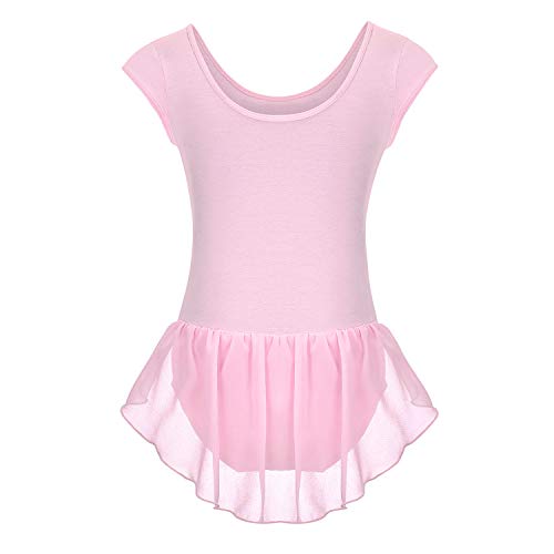 FONLAM Maillot de Ballet Danza para Niña Body Tutú Ballet Vestido Leotardo Maillot Clásico Gimnasia Niña (Rosa, 7-8 Años)