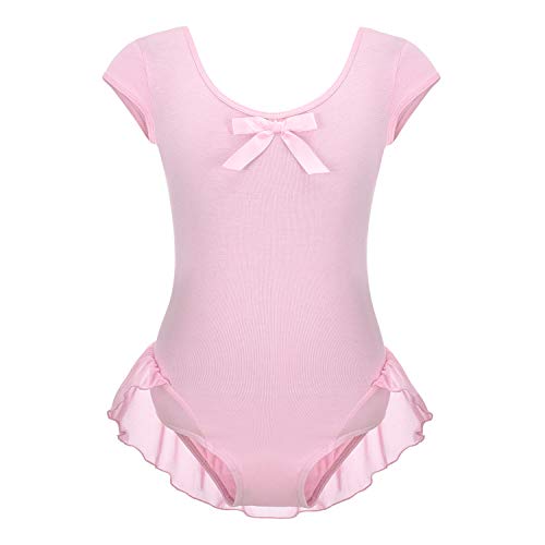 FONLAM Maillot de Ballet Danza para Niña Body Tutú Ballet Vestido Leotardo Maillot Clásico Gimnasia Niña (Rosa, 7-8 Años)