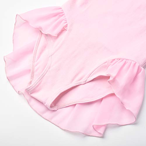 FONLAM Maillot de Ballet Danza para Niña Body Tutú Ballet Vestido Leotardo Maillot Clásico Gimnasia Niña (Rosa, 7-8 Años)