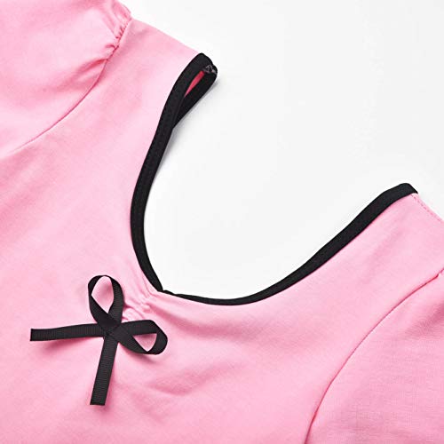 FONLAM Maillot de Ballet para Niña Maillot Vestido Danza Actuación Ballet Tutú Tul Niña Volantes + Diadema (Rosa, 4-5 Años)