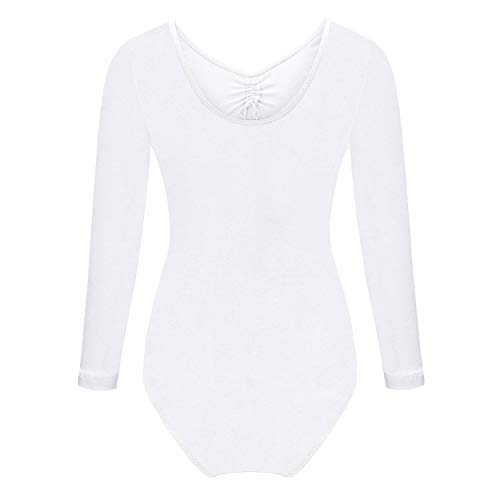 FONLAM Vestido Maillot de Ballet para Niña Conjunto de Dos Piezas Maillot + Falda Danza Gimnasia Ballet Niña (13-14 Años, Blanco)