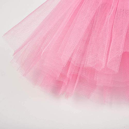 FONLAM Vestido Maillot de Ballet para Niña Vestido Danza Gimnasia Patinaje Tutú Ballet Niña Brillante (Rosa, 3-4 Años)