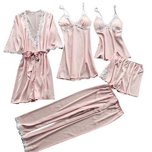 Fossen MuRopa Camisón Lencería Mujer Seda Tallas Grandes Albornoz Mujer Satén Camisón Sexy Pijama - Vestido Kimono Pijama Ropa de Dormir Bata