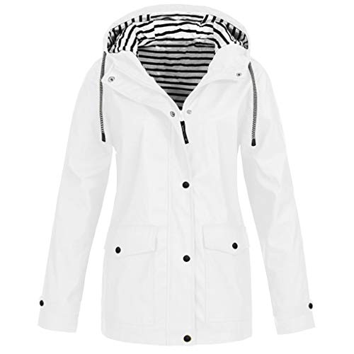 FOTBIMK - Chubasquero con capucha, impermeable, ligero, para mujer, cortavientos, prenda ideal para exteriores