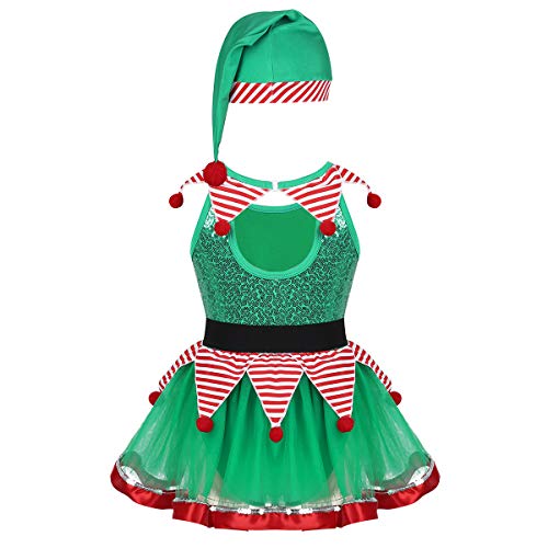 Freebily Conjunto de Navidad para Bebé Niña Recién Nacido Vestido de Princesa Infantil Estilo de Pelele Fiesta Invierno Otoño Verde 1-2 años