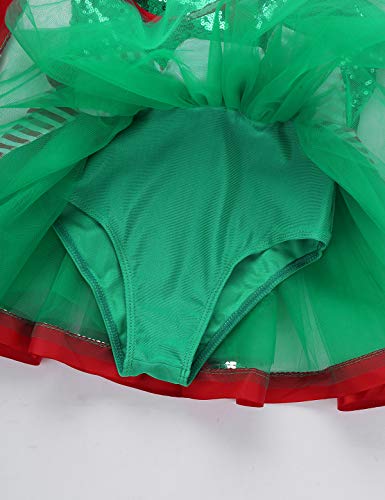 Freebily Conjunto de Navidad para Bebé Niña Recién Nacido Vestido de Princesa Infantil Estilo de Pelele Fiesta Invierno Otoño Verde 1-2 años