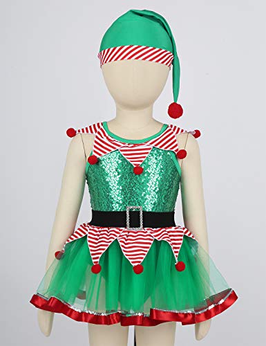 Freebily Conjunto de Navidad para Bebé Niña Recién Nacido Vestido de Princesa Infantil Estilo de Pelele Fiesta Invierno Otoño Verde 1-2 años