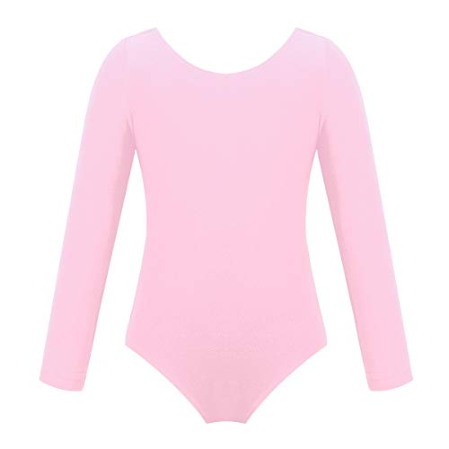 Freebily Maillot de Danza Gimnasia Leotardo Clásico Elástico de Ballet de Algodón para Niñas (3-12 Años) Maillots Baile Manga Larga Rosa 3 años