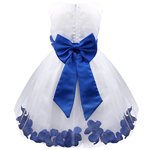 Freebily Vestido Elegante Boda Fiesta con Flores para Niña Vestido Blanco de Princesa para Chica Dama de Honor Azul Marino 10 años