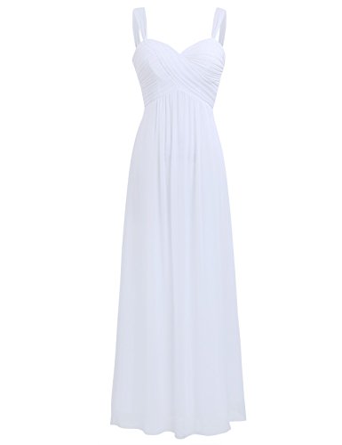 Freebily Vestido Elegante de Boda Fiesta Cóctel para Mujer Dama de Honor Vestido Largo Verano Blanco 34