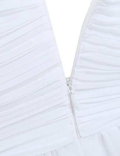 Freebily Vestido Elegante de Boda Fiesta Cóctel para Mujer Dama de Honor Vestido Largo Verano Blanco 44