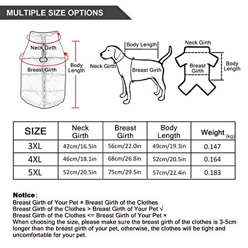 FREESOO Ropa para Perros Mascotas Abrigo Aprueba de Agua de Perro para Invierno Chaleco Caliente Chaqueta Abrigadora Traje para Mascotas Gato Perro Algodón para Perros Pequeños Medianos y Grandes