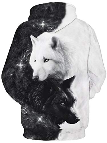 Freshhoodies Unisexo Sudaderas con Capucha 3D Lobo Hombre Colorida Hoodie Camiseta Hoodies Tops con Bolsillos L