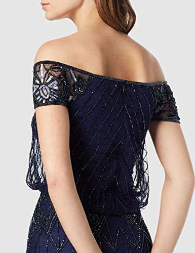 Frock and Frill Carys 2 In 1 Embellished Maxi Dress Vestido Fiesta Mujer, Azul (Medieval Blue #00008b), 38 (Talla del Fabricante: UK 10)