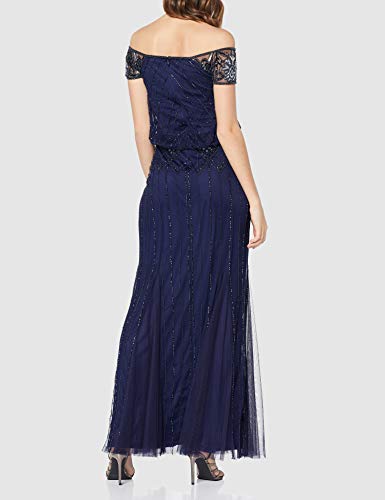 Frock and Frill Carys 2 In 1 Embellished Maxi Dress Vestido Fiesta Mujer, Azul (Medieval Blue #00008b), 38 (Talla del Fabricante: UK 10)