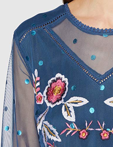 Frock and Frill Jennifer Embellished Dot Mesh Maxi Dress Vestido Fiesta Mujer, Azul (Blue #000080), 38 (Talla del Fabricante: 10)