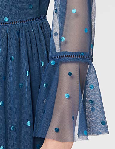 Frock and Frill Jennifer Embellished Dot Mesh Maxi Dress Vestido Fiesta Mujer, Azul (Blue #000080), 38 (Talla del Fabricante: 10)