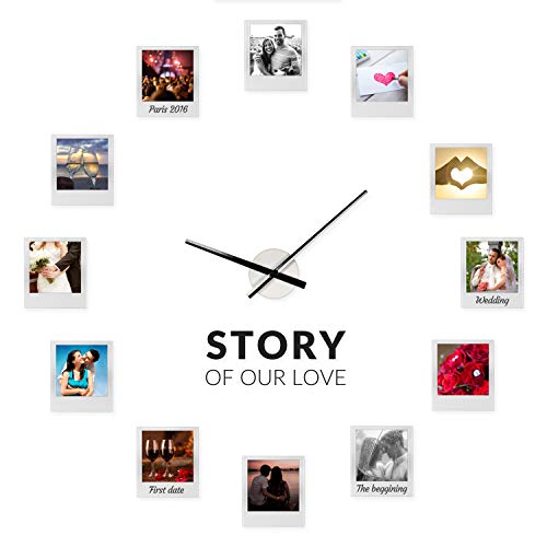 Froster Impressions Clock – Reloj de Pared con Marcos de Foto, Marcos de Fotos Múltiples, Regalo de Boda