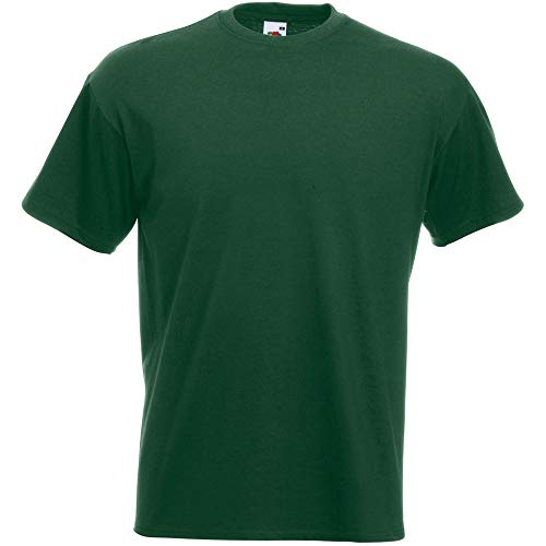 Fruit of the Loom - Camiseta Básica de Manga Corta Modelo Valueweight - Hombres (L/Verde Botella)
